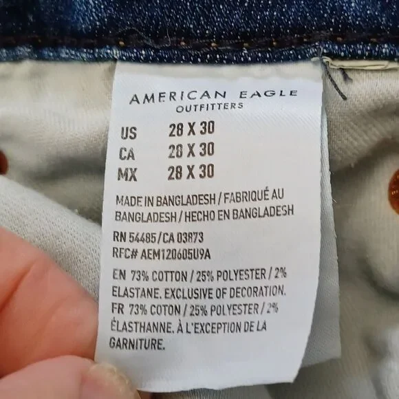 American Eagle Jeans Men's 28X30 Blue ATHLETIC Next Level Airflex Stretch Denim - Picture 9 of 11